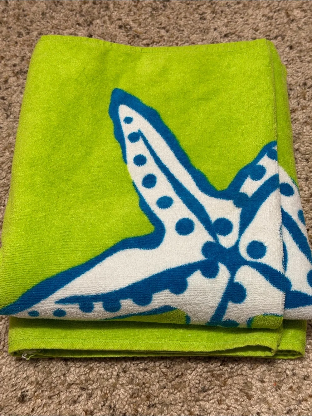Tommy Hilfiger Lime Green Starfish Beach Towel 40 X 70 Cotton 100% Vacation